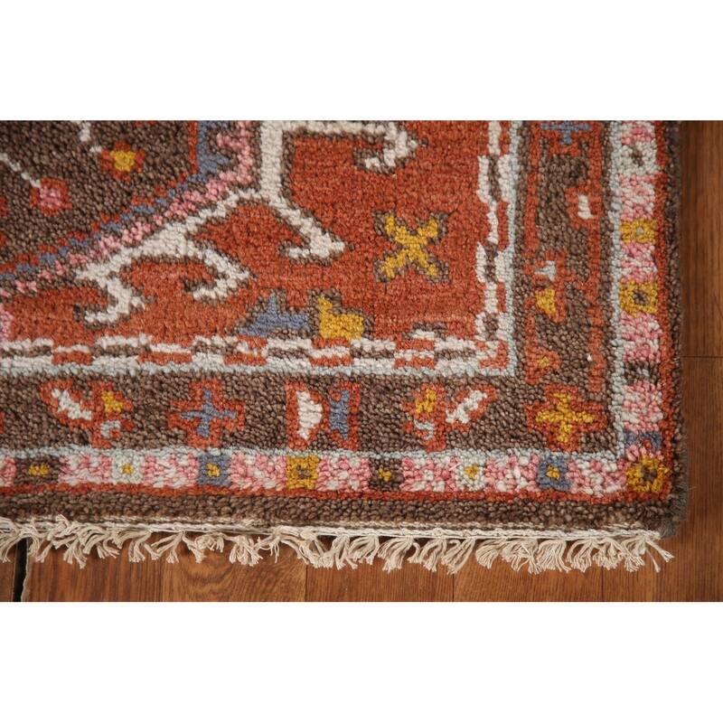 Orange Geometric Kazak Indian Area Rug Handmade Wool Carpet - 2'7"x 5'0"