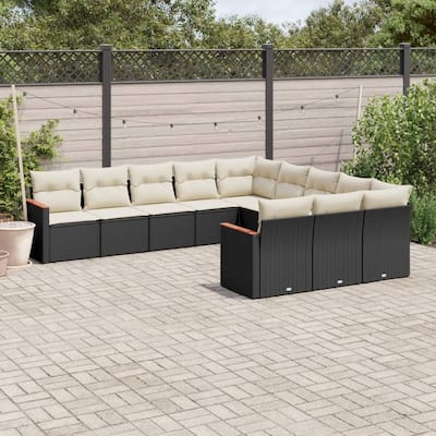 vidaXL Patio Sofa Set with Cushions Outdoor Conversation Furniture Poly Rattan