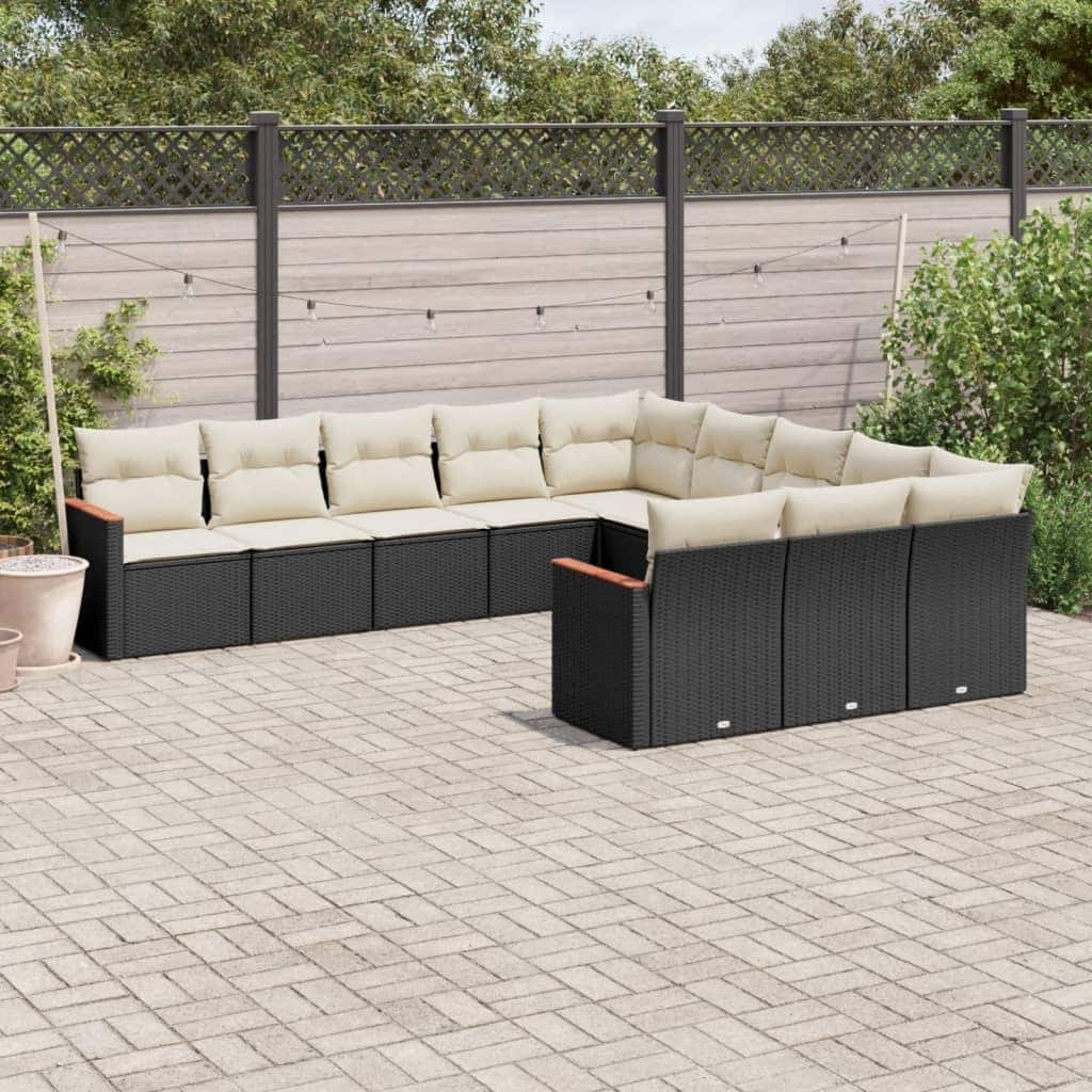 vidaXL Patio Sofa Set with Cushions Outdoor Conversation Furniture Poly Rattan