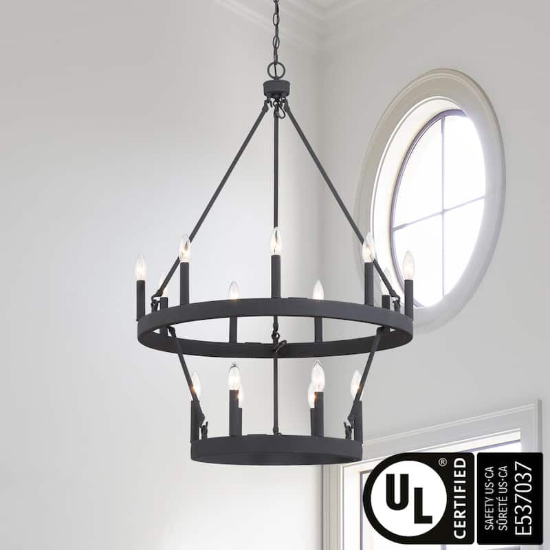 Acroma 15-light Farmhouse Black Tiered Chandelier for Dining Room - 27.5 inches