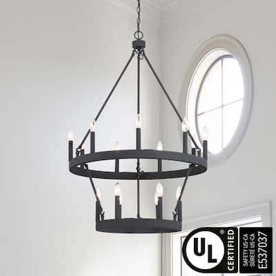 Acroma 15-light Farmhouse Black Tiered Chandelier for Dining Room - 27.5 inches