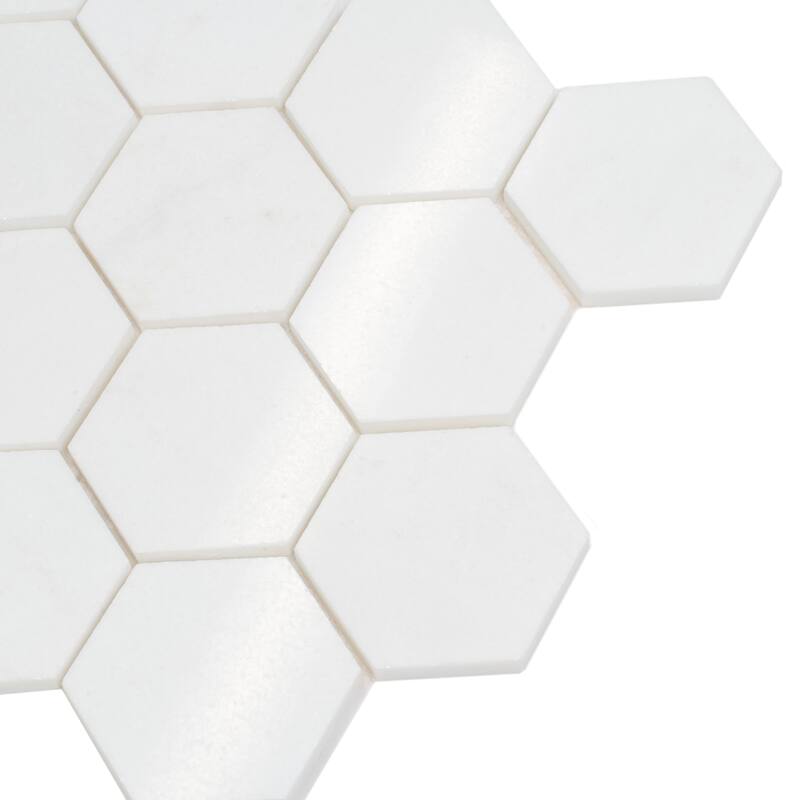 Apollo tile 10 x 12 Nubes Polished Snow White Thassos Polished Marble Tile (4.46 sq ft/case) - 5 Pack