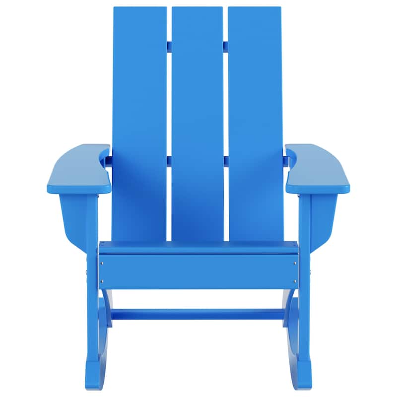 Shoreside Modern Eco-Friendly All Weather Poly Adirondack Rocking Chair with Side Table (2-Piece Set)