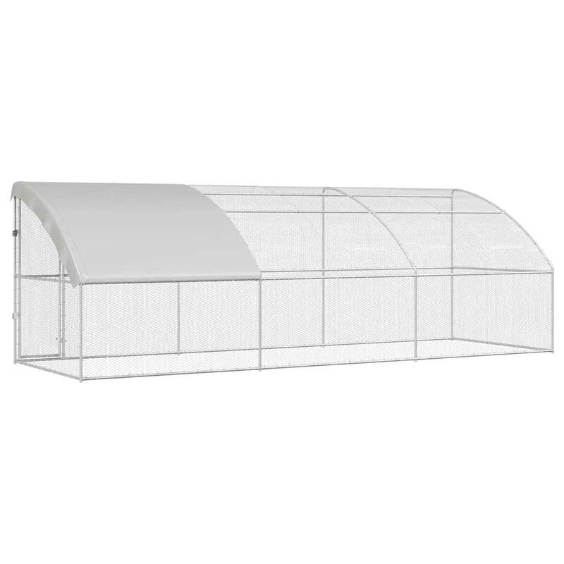 vidaXL Chicken Cage Silver 600 x 200 x 198.5 cm Galvanized steel - 600 x 200 x 198.5 cm