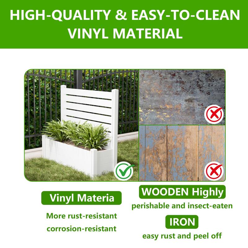 Outdoor PVC Privacy Raised Garden Bed Panels Planter Box With Ground Stakes