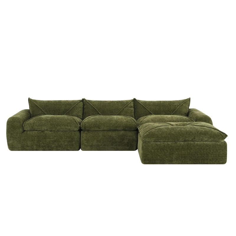 116'' Fully Compressed Sofa with High Density Foam, No Assembly Required