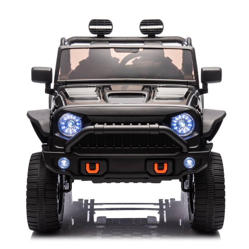 Electric Jeep with Bluetooth Remote Control, 2-Seater Battery Powered Electric Car, Safe Electric Car Toy with Seat Belt, Black