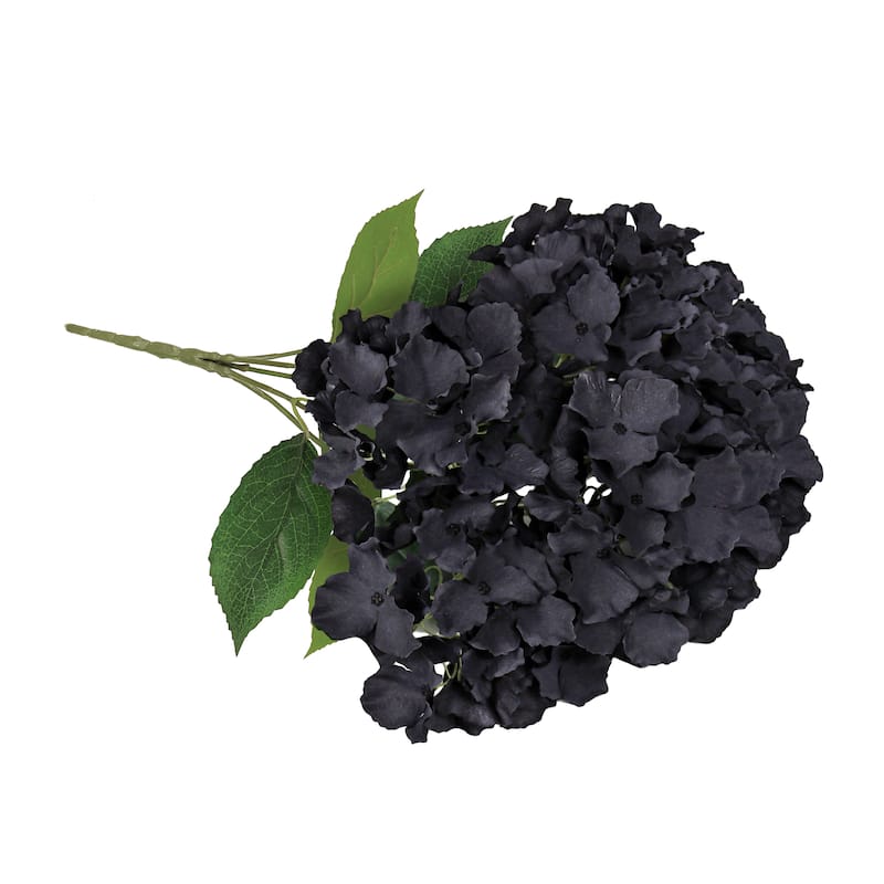 Set of 2 Black Artificial Hydrangea Flower Stem Bush Bouquet 19in - 19" L x 12" W x 12" DP
