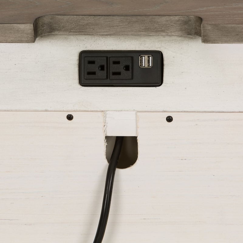 The Gray Barn Abbey Park Weathered Brown & Antique White 2 Drawer Night Stand Charging Station