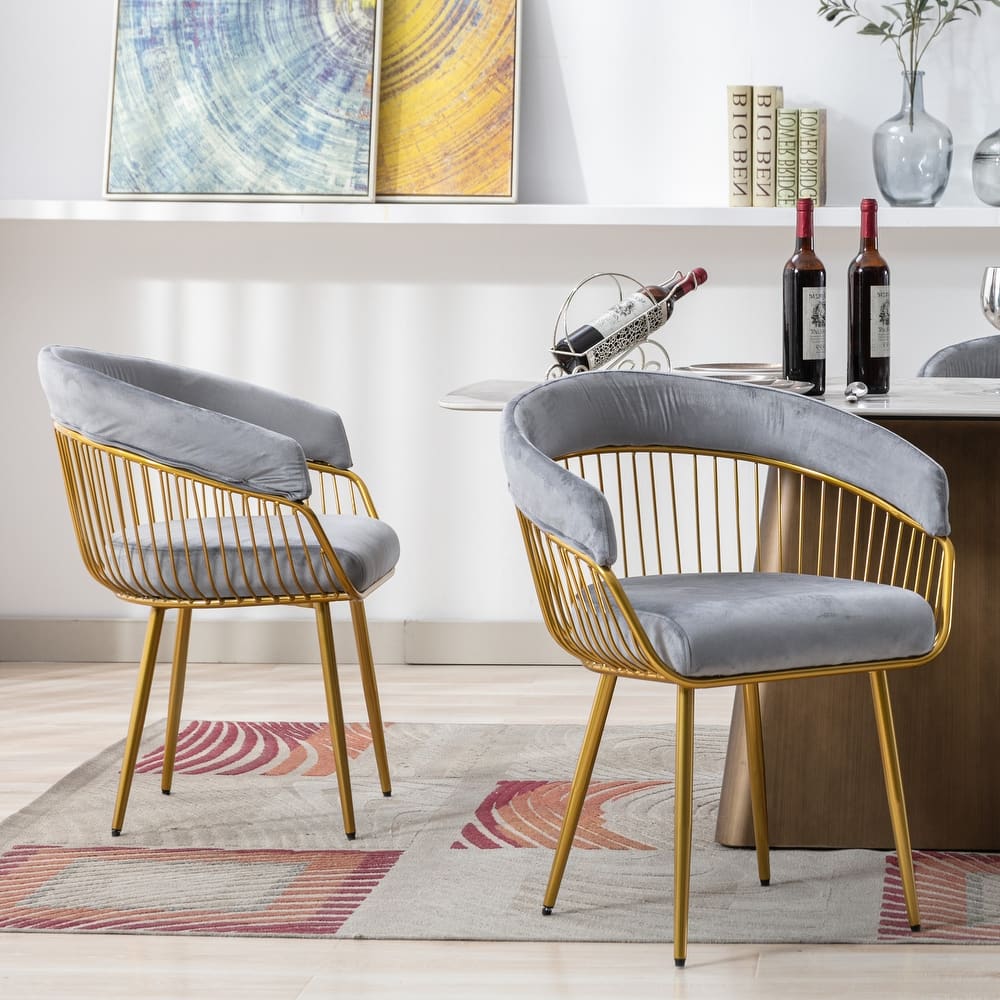 XINMICS Modern Dining Chair, Velvet Back Armchair for Living Room/Study, Set of 2/4/6