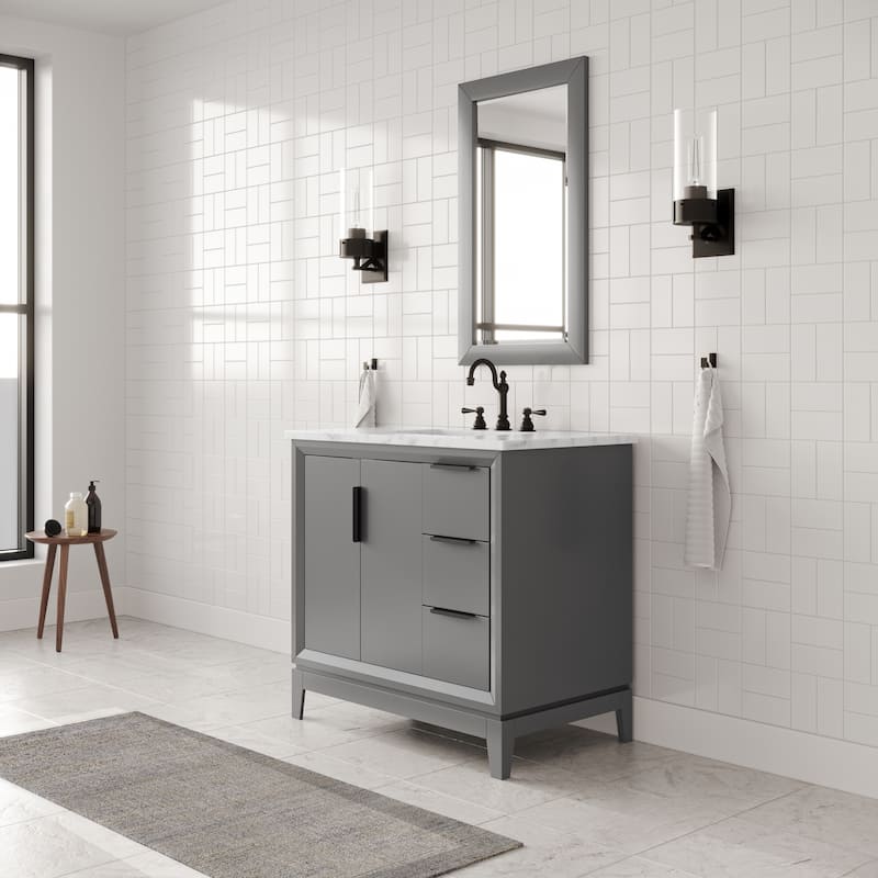 Elizabeth 36" Carrara White Marble Bathroom Vanity With Faucet
