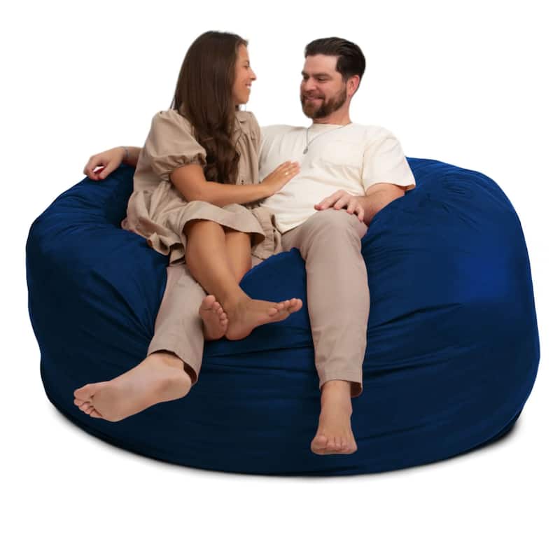 Ultimate Sack 6ft Bean Bag Chair, Oversized Indoor Comfy Lounger, Navy Suede