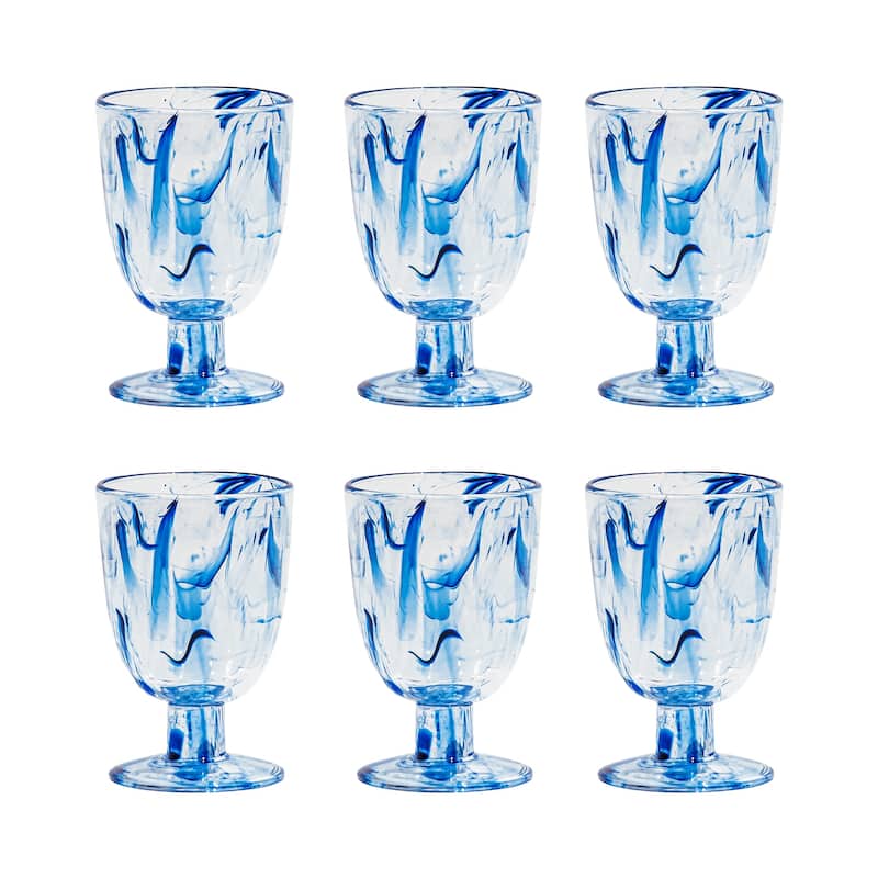 Abode Homewares Aegean Swirl Acrylic Wine Glass - Blue - 14 oz - Set of 6 - 6 Piece