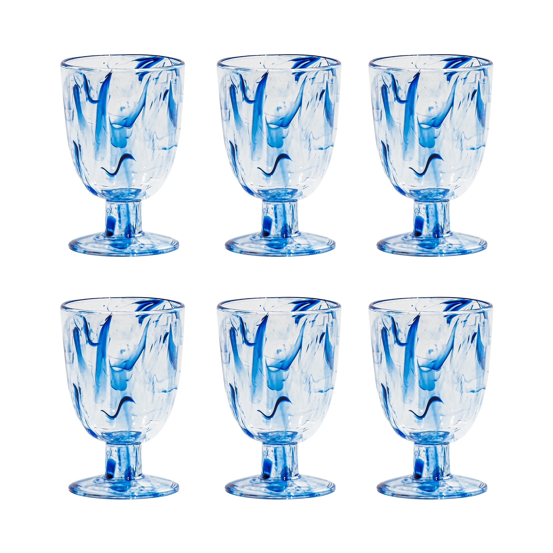 Abode Homewares Aegean Swirl Acrylic Wine Glass - Blue - 14 oz - Set of 6