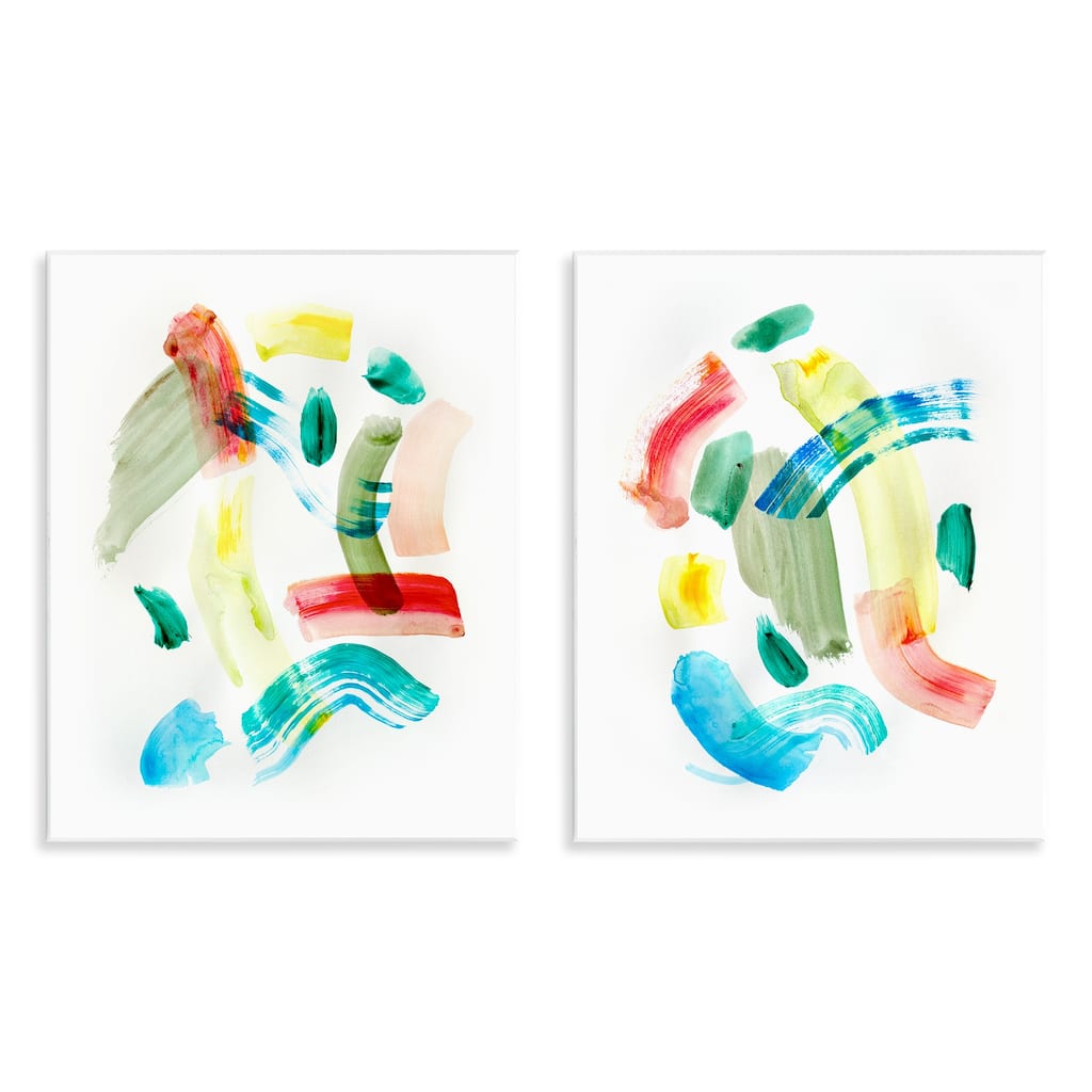 Stupell Macarana Abstract Hues Wall Plaque Art Design By Gemma Bardot (Set of 2)