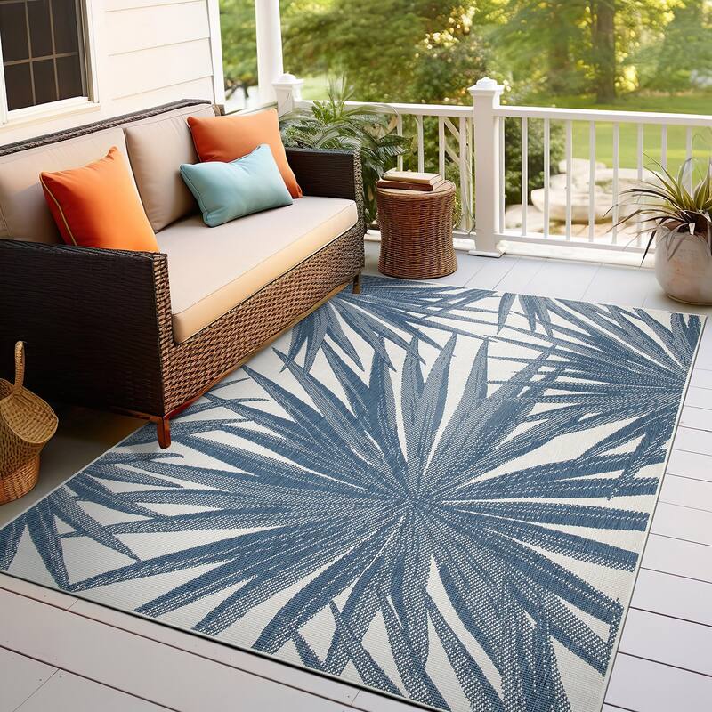 World Rug Gallery Tropical Nature Inspired Indoor/Outdoor Area Rug