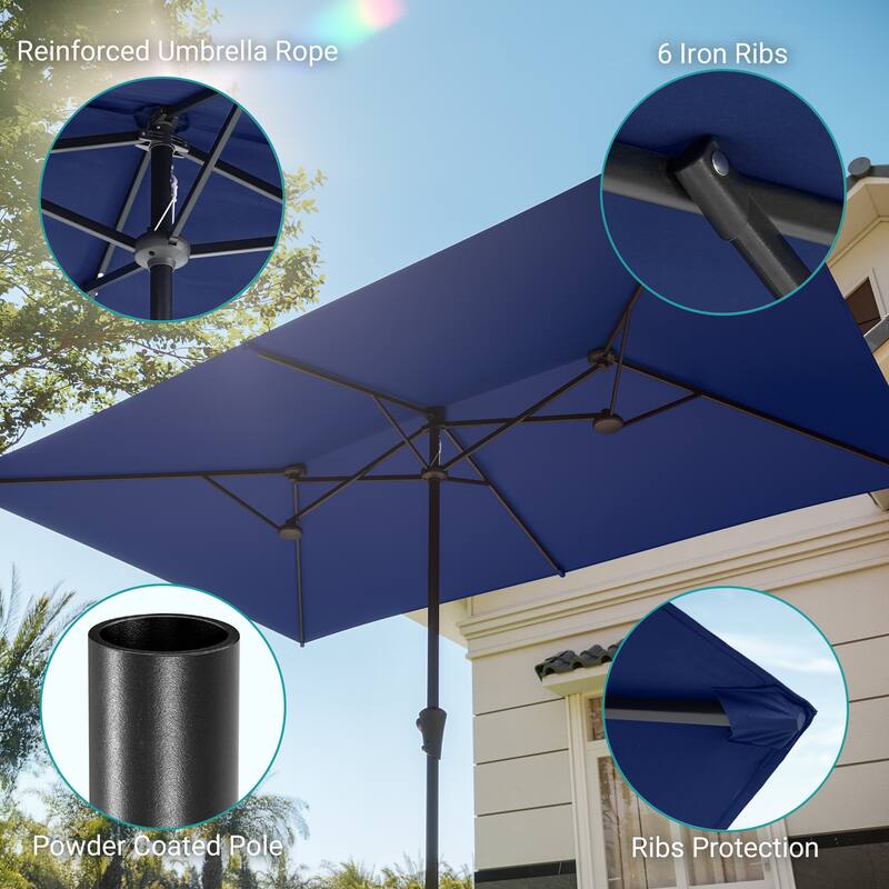 BONOSUKI 10 x 6.5Ft Double-Sided Patio Umbrella with Large Canopy Outdoor Table Umbrella for Garden and pool, Anthracite Gray