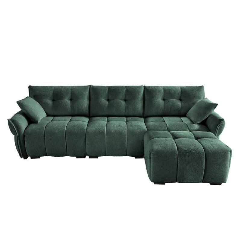 110.2" Chenille Three Seater Upholstered Sofa, 1 Ottoman