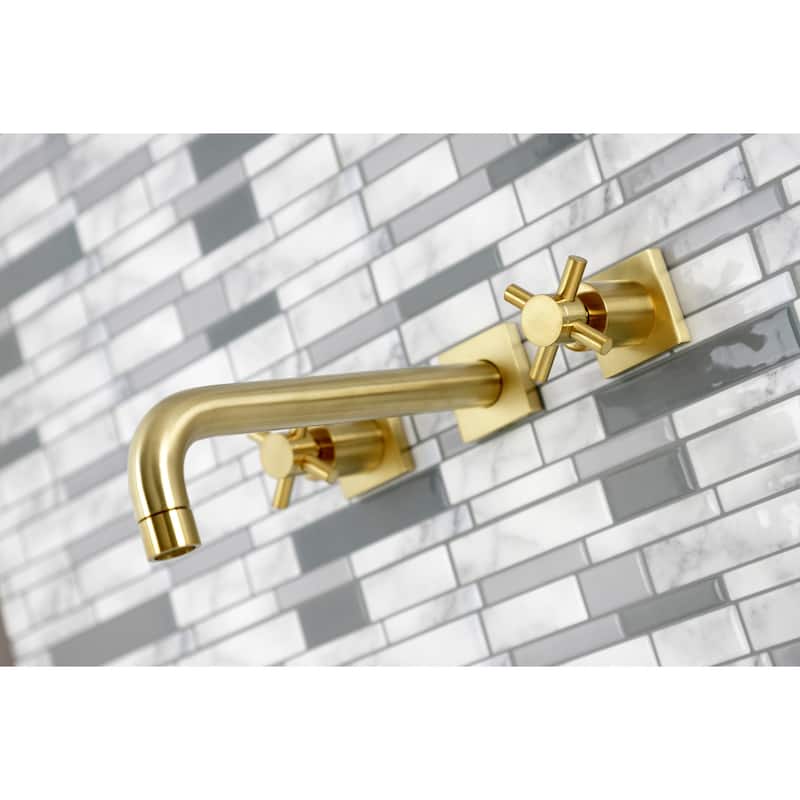Concord 3-Hole Wall Mount Roman Tub Faucet in Polished Brass