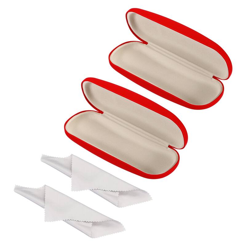 Glasses Case Hard Shell, 2 Pack Eyeglass Case Hard for Women Men Glasses, Red