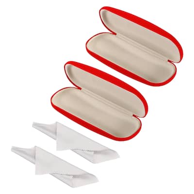 Glasses Case Hard Shell, 2 Pack Eyeglass Case Hard for Women Men Glasses, Red