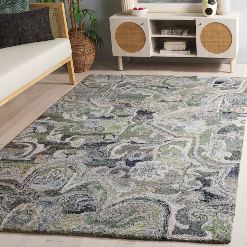 SAFAVIEH Handmade Marquee Nahla Rug - 4' x 6' - Light Green/Beige