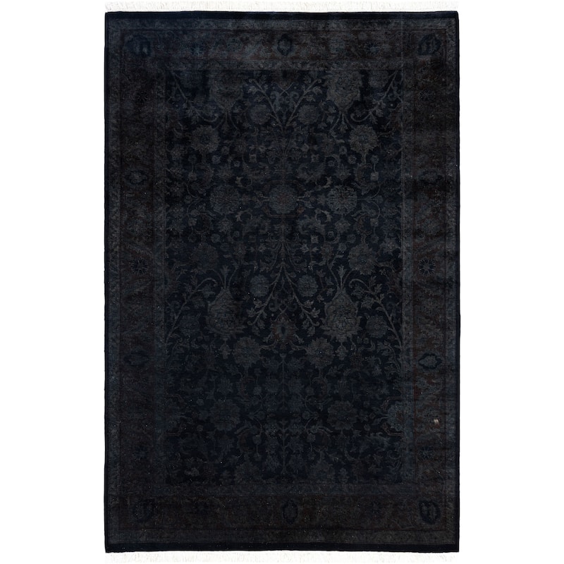 Overdyed One-of-a-Kind Hand-Knotted Area Rug - Black - 4' 2" x 6' 4"