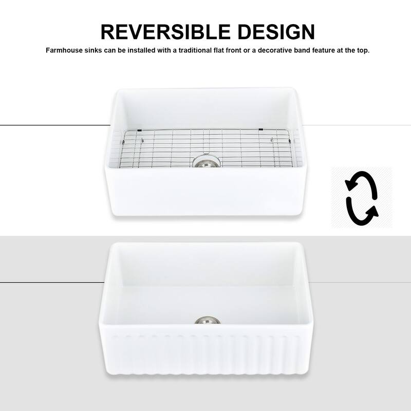 Farmhouse Kitchen Sink with Grid and Strainer