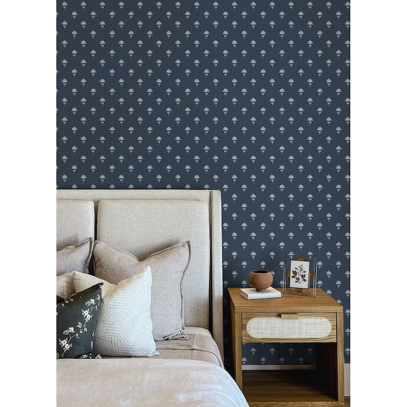 Chesapeake Surdiva Indigo Floral Fan Wallpaper