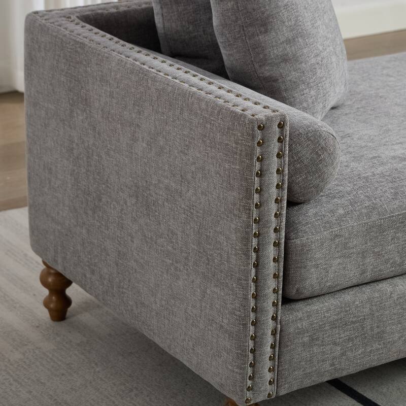 75.2" W Upholstered Chaise Lounge Chair,Modern Sofa Couch with Pillows