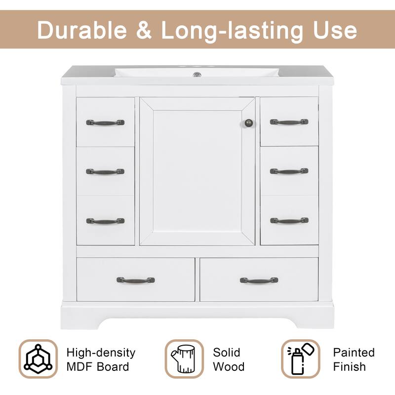 36" Bathroom Vanity without Sink, Cabinet Base Only