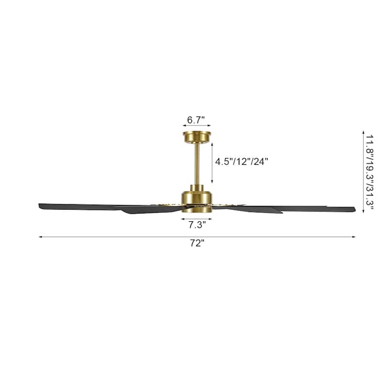 MLiAN 60/72 inch 8 Blades Indoor LED Ceiling Fan with Remote control