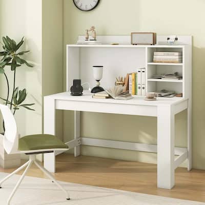 Modern Home Office Desk Computer Desk w/ Hutch & Power Outlets