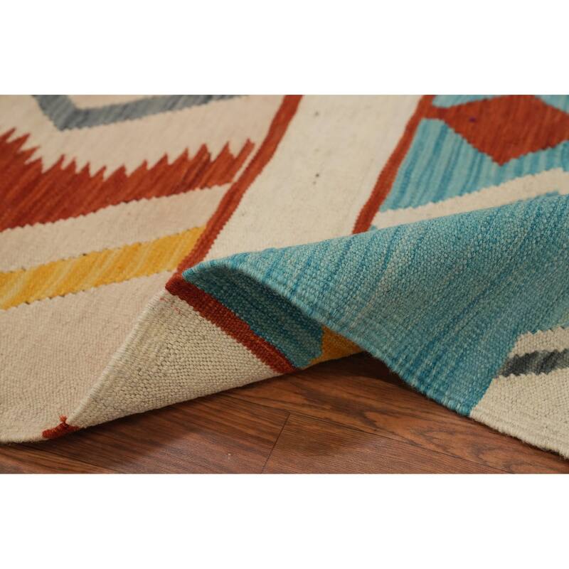 Hand Woven Oriental 100% Wool Carpet Southwestern Tribal Multi-Colored Kilim Area Rug - 11' 8'' X 9' 4''