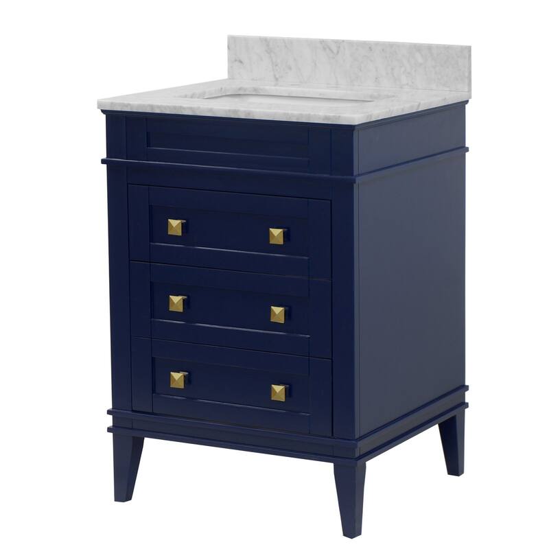 KitchenBathCollection Eleanor 24" Bathroom Vanity with Carrara Marble Top