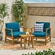 preview thumbnail 8 of 18, Perla Outdoor 2 Seater Acacia Wood Chat Set with Cushions by Christopher Knight Home