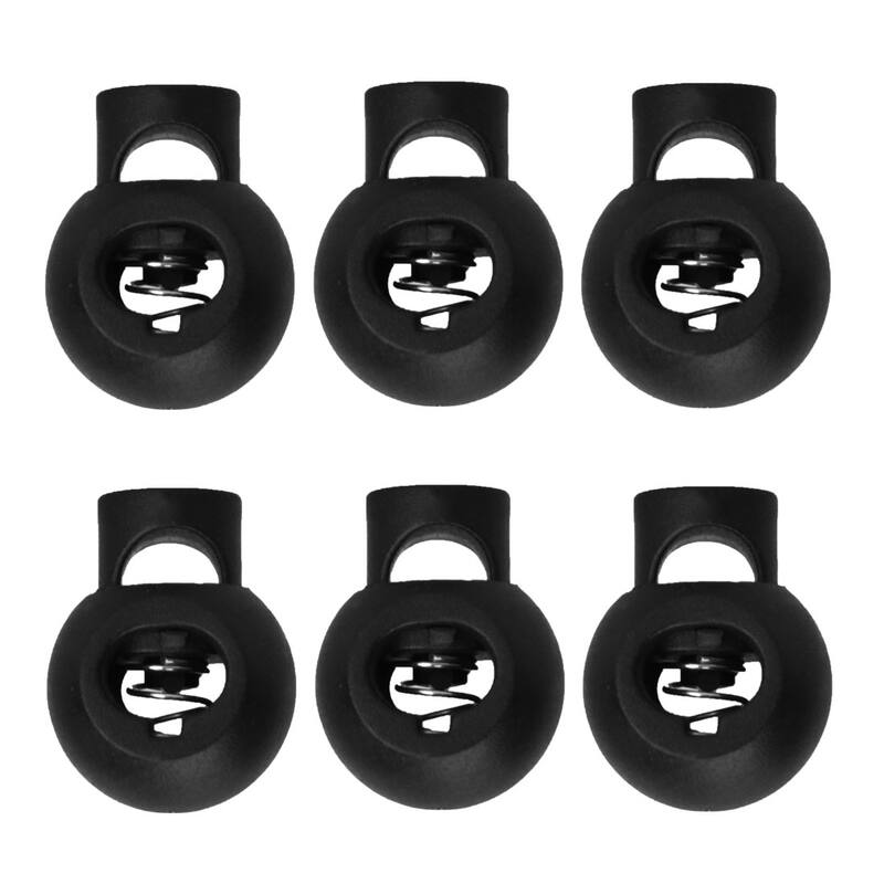 6pcs Plastic Cord Lock Stopper End Spring Fastener Organizers Black