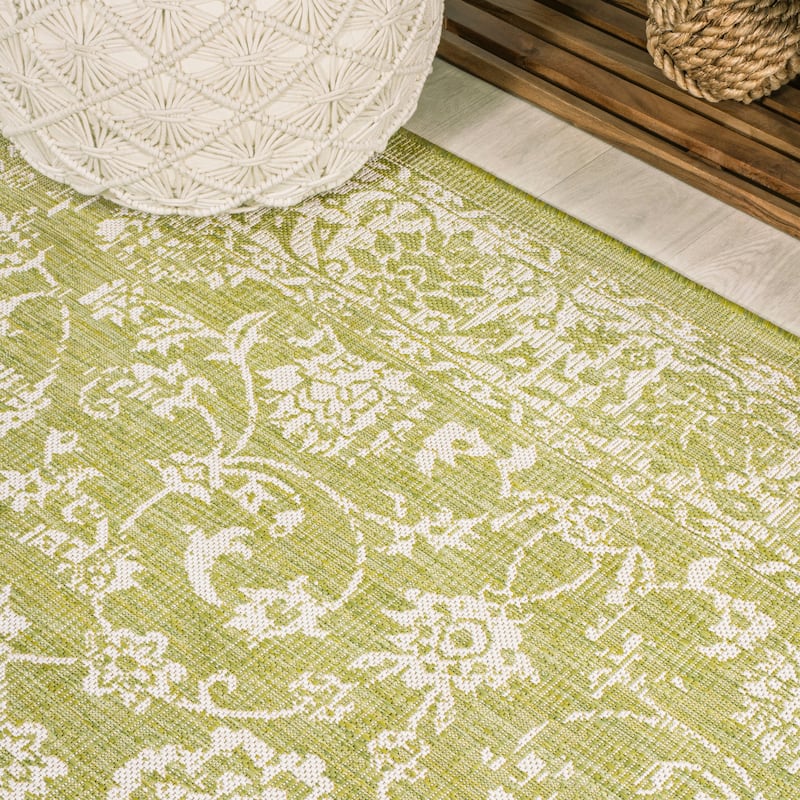 JONATHAN Y Sinjuri Bohemian Textured Weave Floral Indoor/Outdoor Area Rug