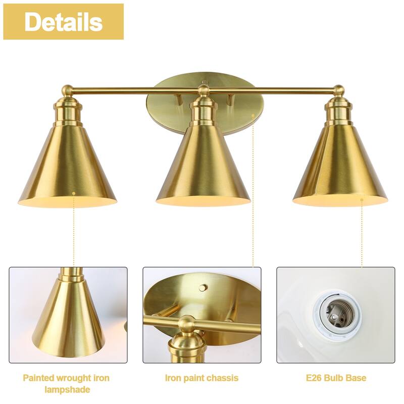 3-Light Gold Vanity Light Fixtures