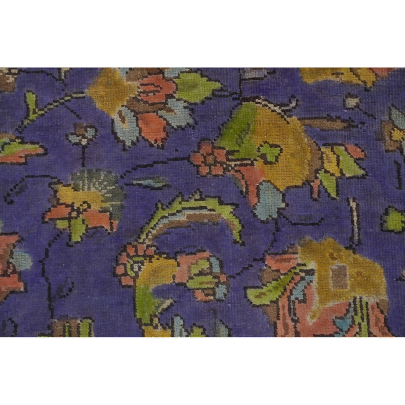 Hand Knotted Oriental 100% Wool Carpet Traditional Floral Purples Tabriz Area Rug - 12' 8'' X 9' 8''