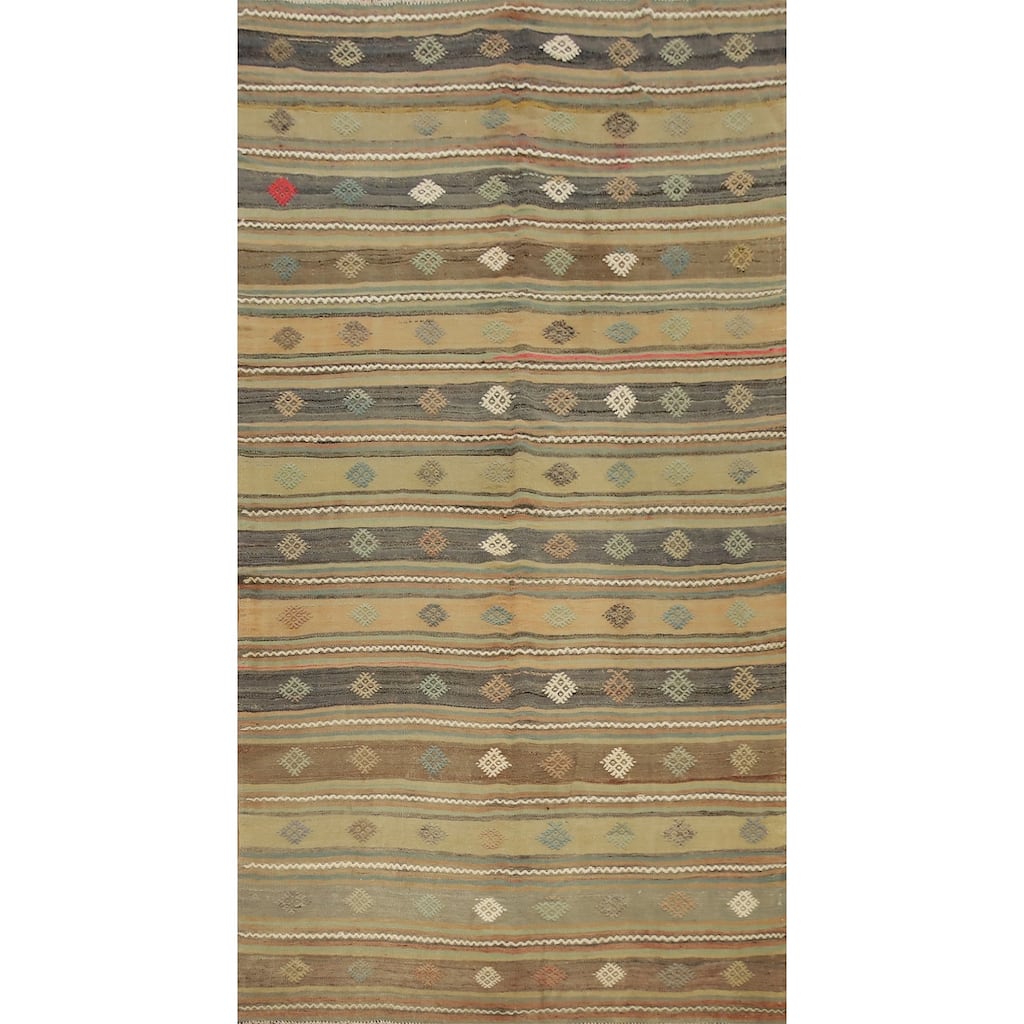Hand Woven Oriental 100% Wool Carpet Southwestern Tribal Multi-Colored Kilim Area Rug - 10' 0'' X 4' 9''