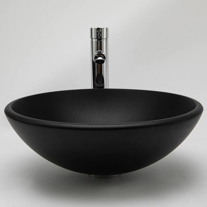 Vinnova Glass Circular Vessel Bathroom Sink without Faucet