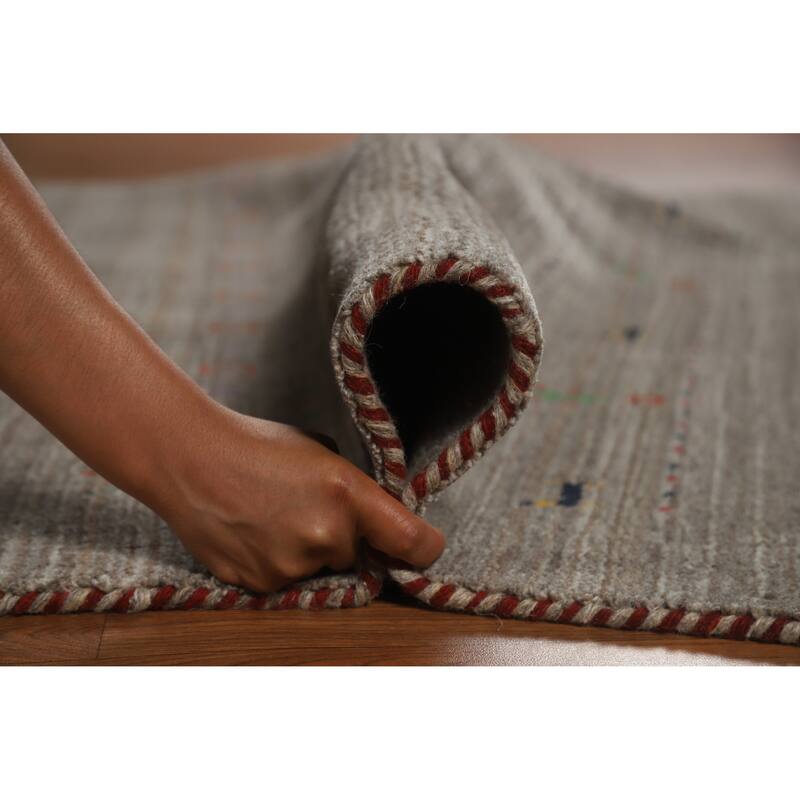 Hand Knotted Oriental 100% Wool Carpet Tribal Animal Pictorial Greys & Charcoal Gabbeh Area Rug - 7' 9'' X 5' 0''