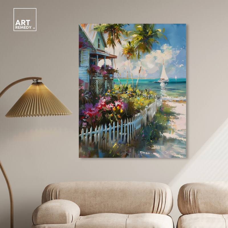 Art Remedy Local Beach House Gallery Wrapped Colorful Coastal 1 Piece Canvas Wall Art