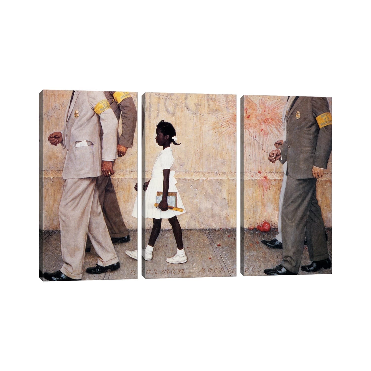 iCanvas "The Problem We All Live With (Ruby Bridges)" by Norman Rockwell 3-Piece Canvas Wall Art Set