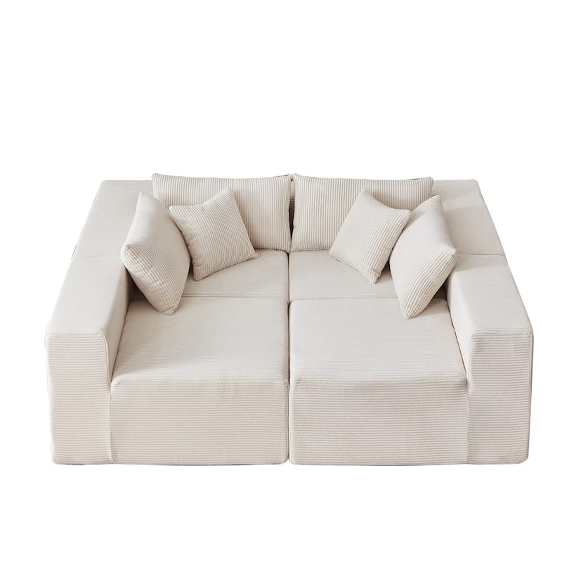 104-Inch Modular Sectional Sofa for Livingroom L Shaped Compressed Sofa, 4 Pc Free Combination Sofa Set
