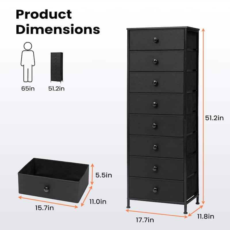 VredHom 8 Dresser Vertical Storage Tower Cabinet