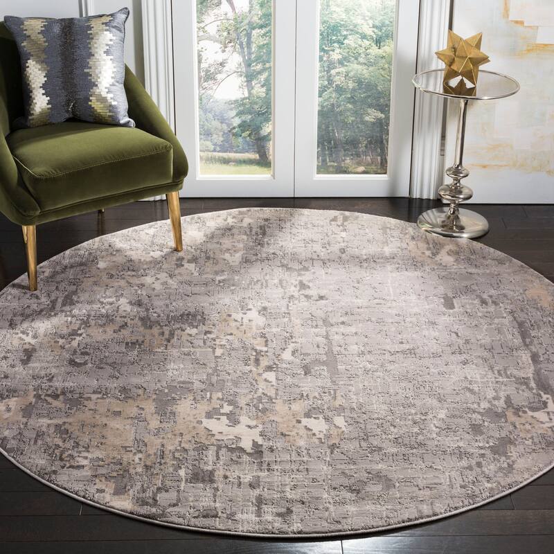 SAFAVIEH Meadow Heidegret Modern Abstract Rug - 6'7" Round - Grey