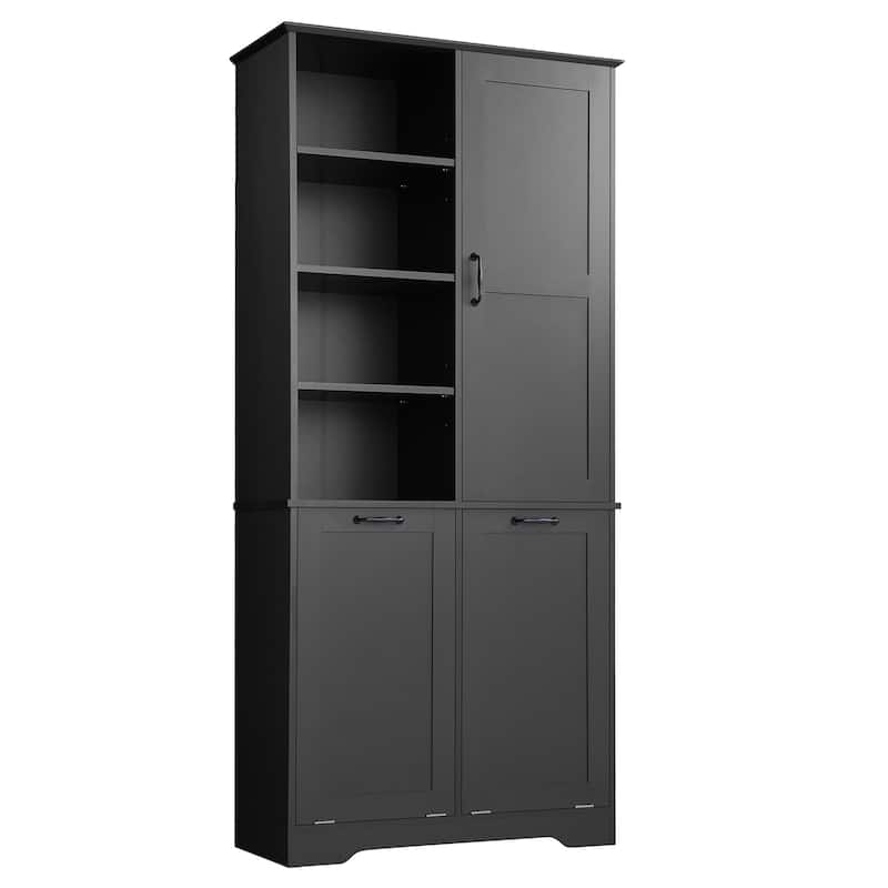 Bathroom Storage Cabinet with Doors and Drawers - Black