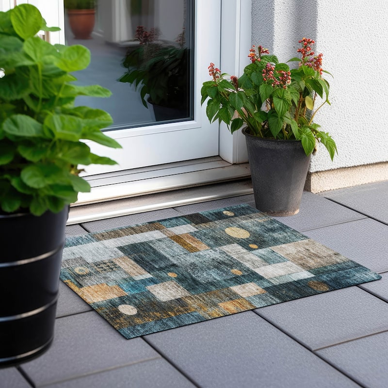 Machine Washable Indoor/ Outdoor Modern Deco Chantille Rug
